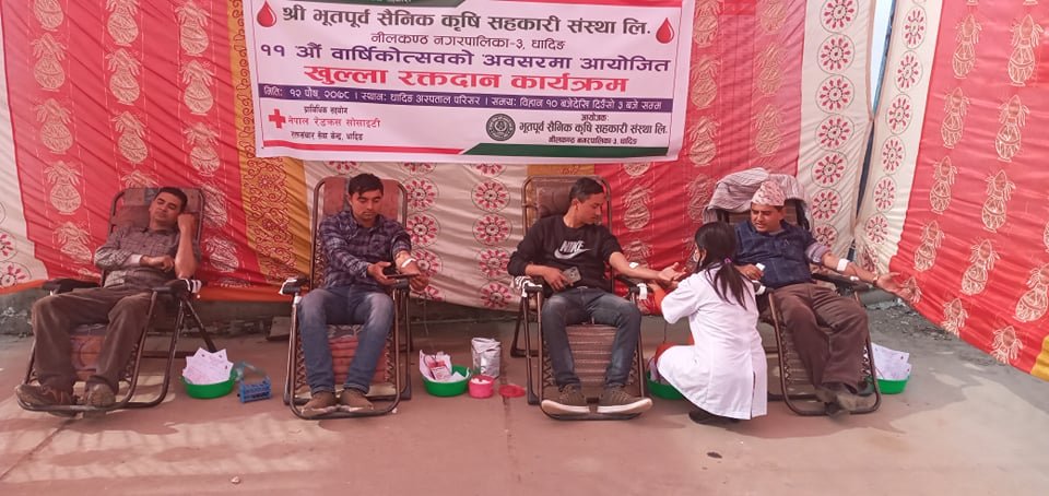 धादिङबेशीमा सोमबार २९ जनाले रक्तदान