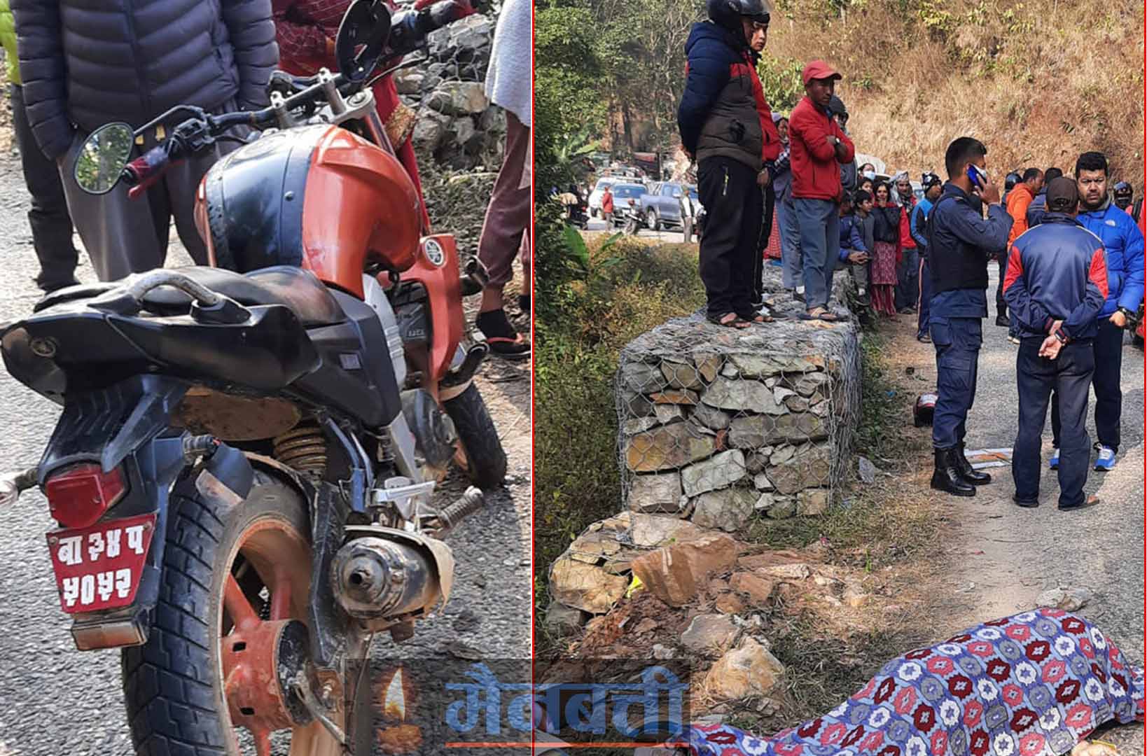 नलाङ बैरेनीमा मोटरसाईकलको ठक्करबाट एक जनाको मृत्यु
