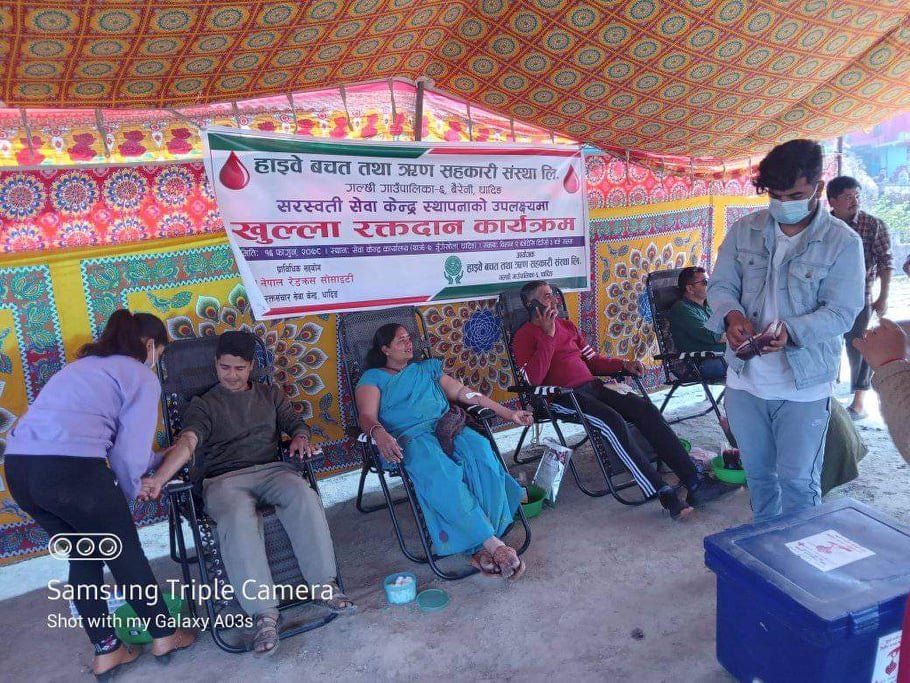 थाक्रे–७ जुँगेखोलामा ७७ जनाले गरे रक्तदान