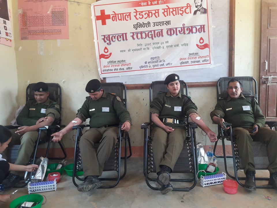 धुनिबेशी–५ पुरानो धार्केमा ५१ जनाले गरे रक्तदान